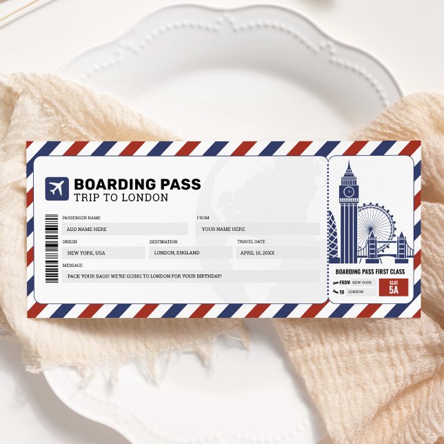 Ticket für London Boarding Pass Reisen Flugzeug Einladung (Von Creator hochgeladen)