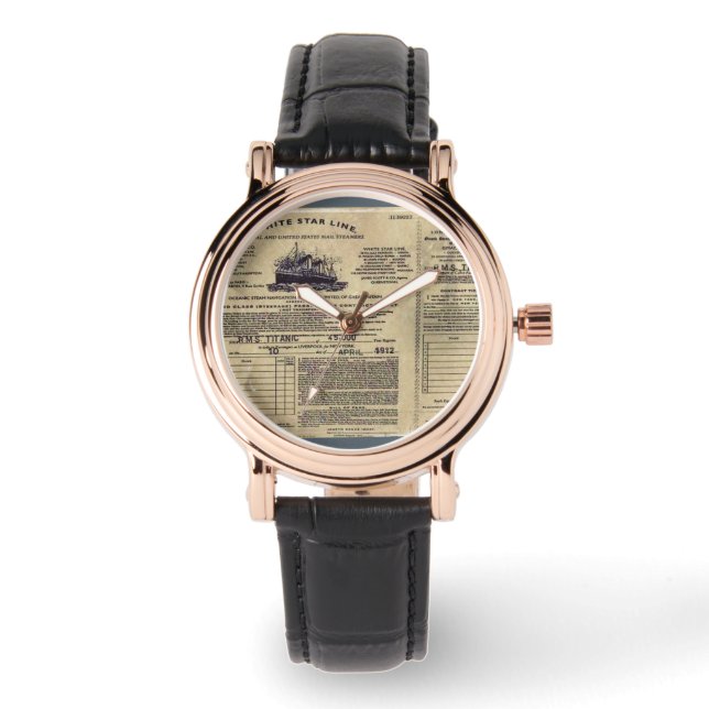 Ticket für RMS Titanic Armbanduhr (Vorderseite)