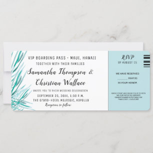 Ticket Green Palm Hochzeit in Urlaubsort UAWG Einladung