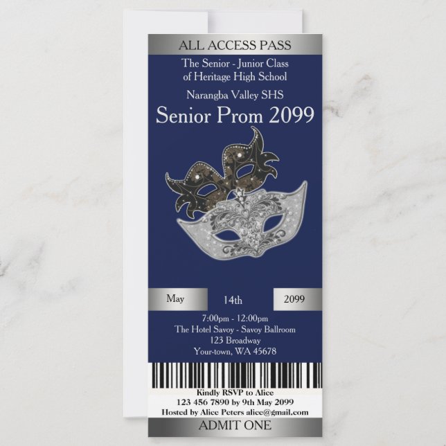 Ticket Invitation Prom Trend,Masquerade,DO-IT-YOUR (Devant)