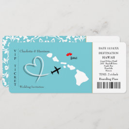 Ticket Pass Wedding Destination Hawaii Einladung