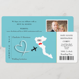 Ticket Pass Wedding Destination Korfu Einladung