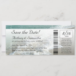 Ticket Rett Datum, Hochzeit in Urlaubsort Kreuzfah Save The Date