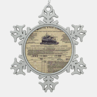 Ticket RMS Titanic 1912 Schneeflocken Zinn-Ornament