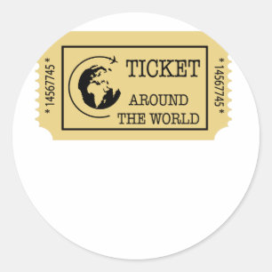 TICKET rund um die Welt Runder Aufkleber