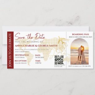 Ticket Save the Date mit Foto Hochzeitsfeier Einladung