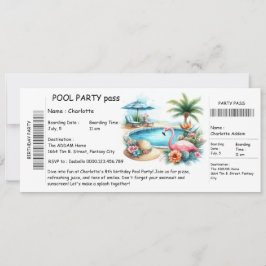 Ticket-Style Pool Party Invitation – Birthday Bash Einladung