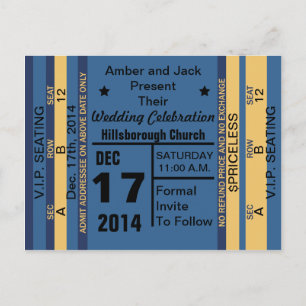 Ticket zum Spaß Save the Date Postkarte