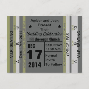 Ticket zum Spaß Save the Date Postkarte