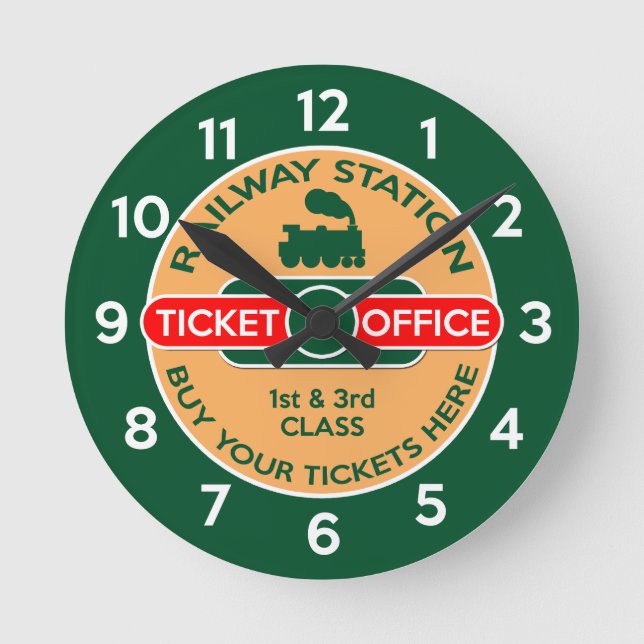 Ticketbüro des Bahnhofs Runde Wanduhr (Vorderseite)