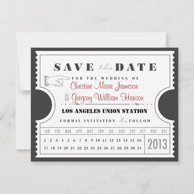Ticketkarte Save the Date (Vorderseite)