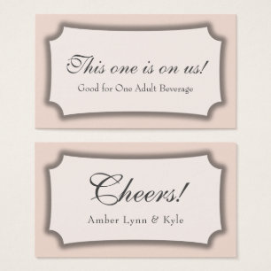 Tickets de boisson Rose Pâle & Blanc avec écriture