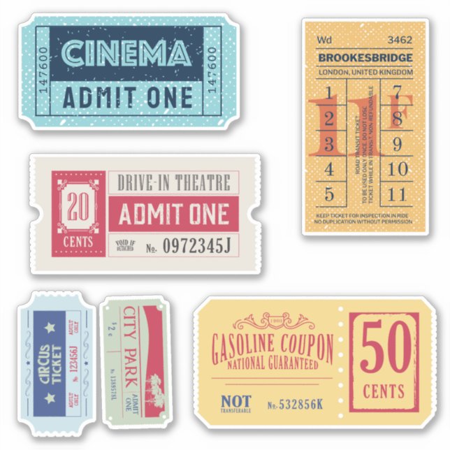 Tickets für das phantastische Retro Theater Aufkleber (Vorderseite)