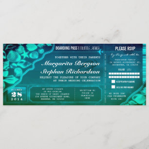 Tickets für die Aquamarine Hochzeit in Urlaubsort Einladung