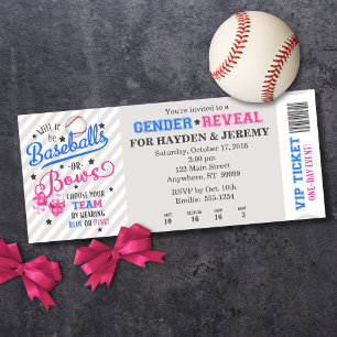 Ticketstil für Baseballs oder Bows Gender Einladung