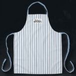 Ticking Stripe Vintage Farmhouse Blue Schürze<br><div class="desc">Vintage Farmhouse Ticking Stripe Apron. This all over print apron will look lovely whether you're wearing it in the kitchen to cook or it's hanging on a hook waiting for you to need it. This simple design adds a touch of charm to your kitchen decor while giving you full coverage...</div>