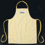 Ticking Stripe Vintage Farmhouse Mustard Yellow Schürze<br><div class="desc">Vintage Farmhouse Ticking Stripe Apron. This all over print apron will look lovely whether you're wearing it in the kitchen to cook or it's hanging on a hook waiting for you to need it. This simple design adds a touch of charm to your kitchen decor while giving you full coverage...</div>