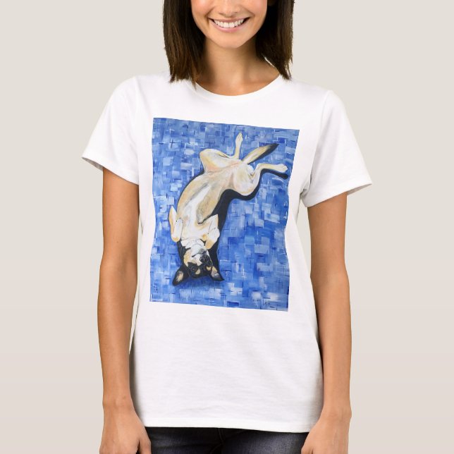 Tickle meinen Bauch Kelpie-Hundeentwurf T-Shirt (Vorderseite)