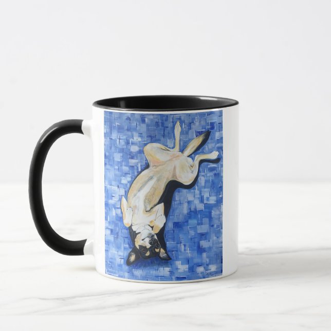 Tickle meinen Bauch Kelpie-Hundeentwurf Tasse (Links)