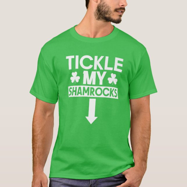 Tickle My Kleeblatts St Patricks Day Irish Adult H T-Shirt (Vorderseite)