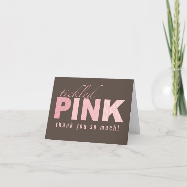 Tickled Pink Baby Girl Danke Note Card (Vorderseite)