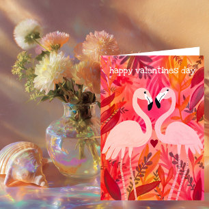 TICKLED PINK Flamingos Valentine Whimsical Niedlic Karte