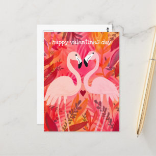 TICKLED PINK Flamingos Valentine Whimsical Niedlic Postkarte