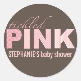 Tickled rosa Baby-moderner Babyparty-Aufkleber Runder Aufkleber