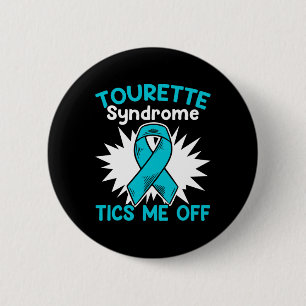 Ticks Me Off Aquamarin Ribbon Tourette Syndrom Awa Button