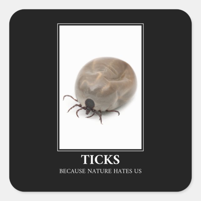 Ticks, weil die Natur uns hasst - Parasitenspass Quadratischer Aufkleber (Vorderseite)