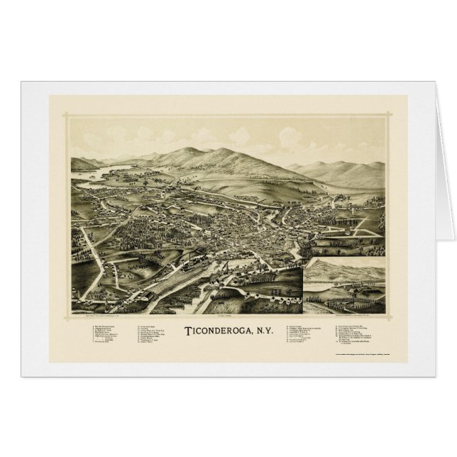 Ticonderoga, NY panoramische Karte - 1891 (Vorderseite (Horizontal))