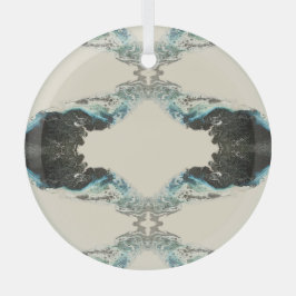 Tidal Echoes — Abstract Fluid Ink Pattern Ornament Aus Glas