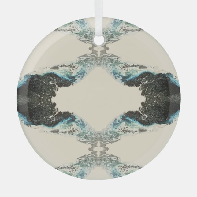 Tidal Echoes — Abstract Fluid Ink Pattern Ornament Aus Glas (Vorderseite)