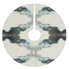 Tidal Echoes — Abstract Fluid Ink Pattern Polyester Weihnachtsbaumdecke