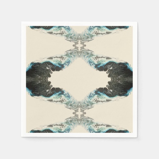 Tidal Echoes — Abstrakte flüssige Tintenschablone Serviette (Vorderseite)