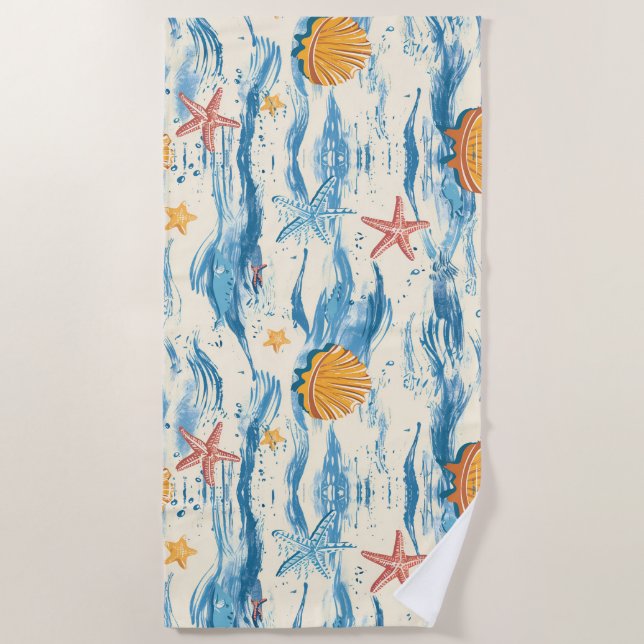 Tide & Starfish Shore Beach Towel Strandtuch (Vorderseite)