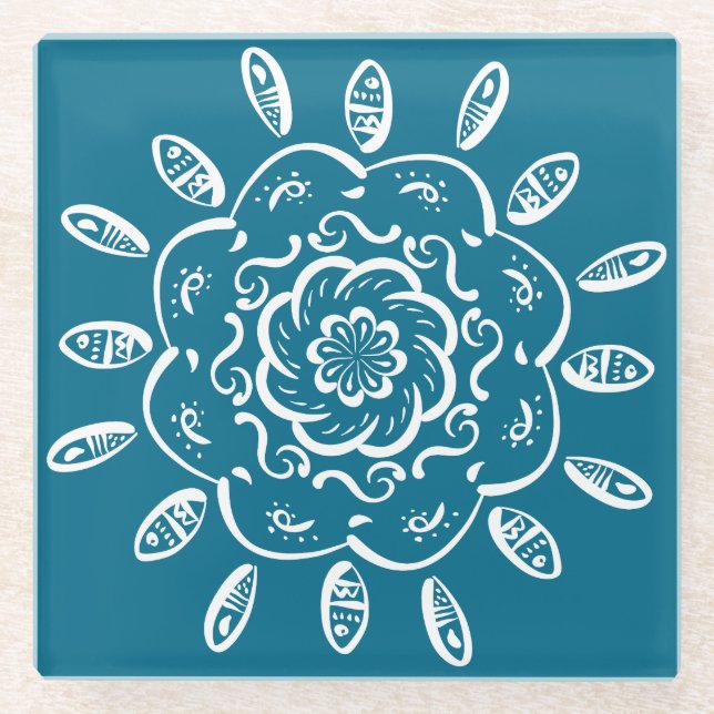 Tidepool Mandala Glasuntersetzer (Vorderseite)