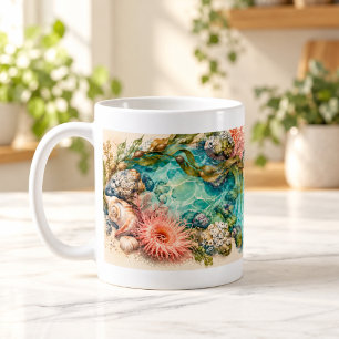 Tidepool-Wasserfarben-Schalen und Korallen-Tasse Kaffeetasse