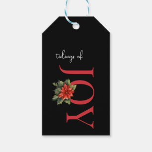TIDINGS VON JOY RED CHRISTMAS POINSETTIA AUF SCHWA GESCHENKANHÄNGER