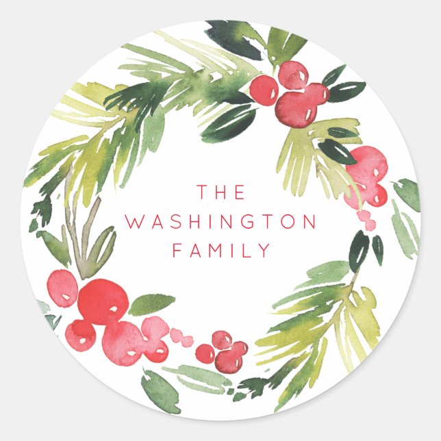 Tidings Wreath Sticker de voeux de Noël (Devant)