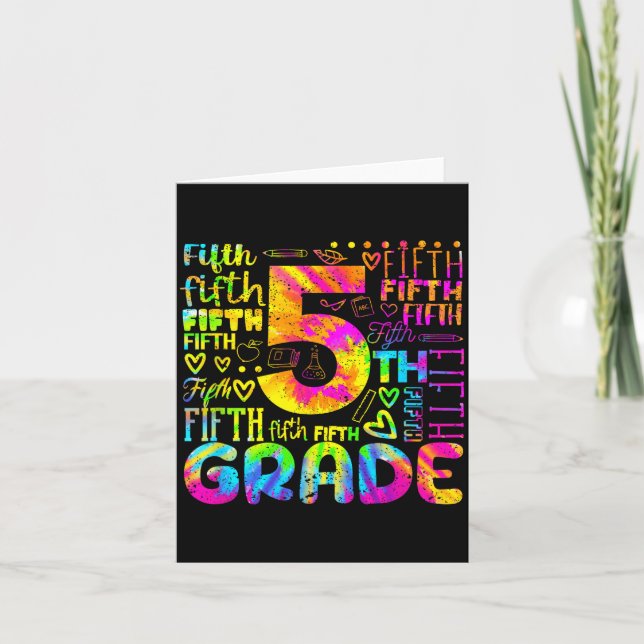 Tie Dye 5th Grade Typography Team Fifth Grade Karte (Vorderseite)