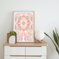 Tie Dye Abstract Art Pastel Pink Orange Boho