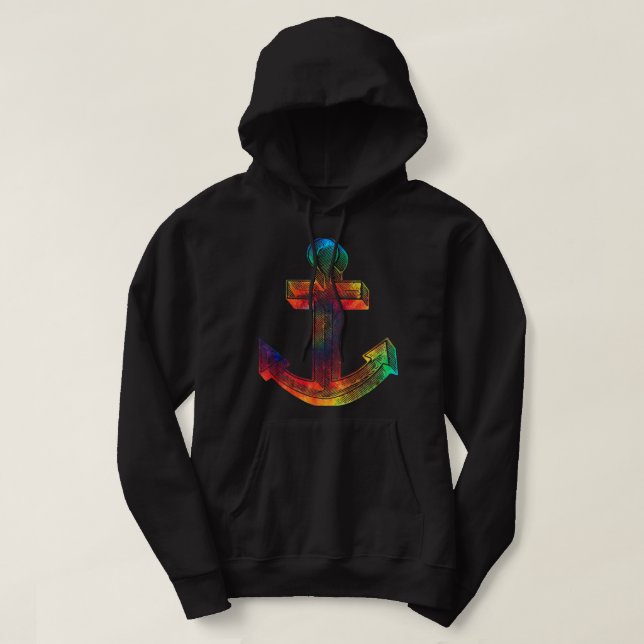 Tie Dye Anchor Tie Dyed Sailor Captain Ocean T Hoodie (Design vorne)