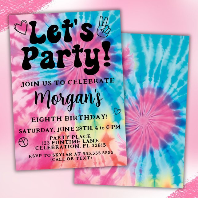 Tie Dye Anniversaire Fête Invitation (Créateur téléchargé)