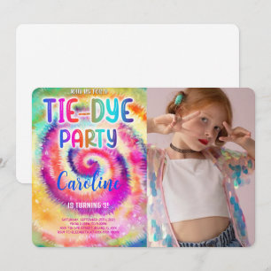 Tie Dye Anniversaire Photo Invitation