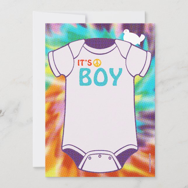 Tie Dye Baby Showboys Invitations Garçons (Devant)