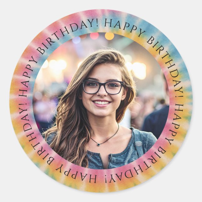 Tie Dye Birthday Photo Envelope Seal Sticker  (Vorderseite)