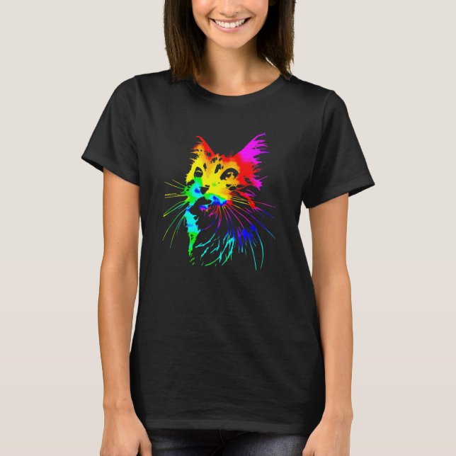 Tie Dye Ca  Colorful Tye Dye Kitten T-Shirt (Vorderseite)
