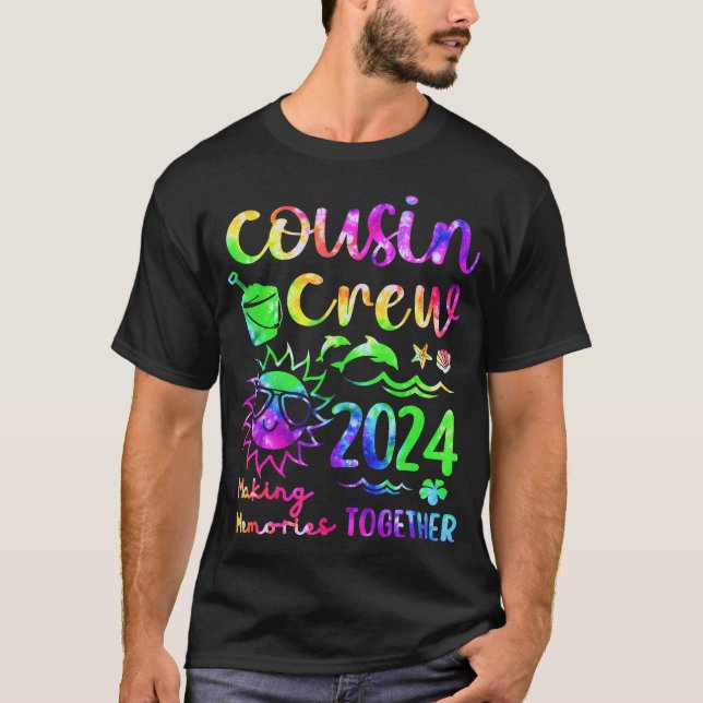 Tie Dye Cousin Crew 2024 Summer Vacation Beach Fam T-Shirt (Vorderseite)