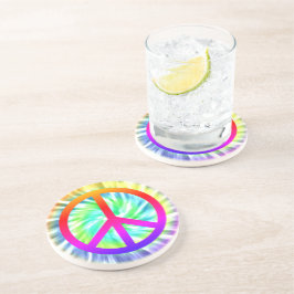 Tie Dye Design Peace Sign Sandstone Drink Coaster Getränkeuntersetzer